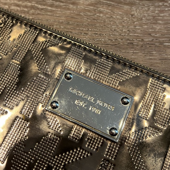 Michael Kors Metallic Gunmetal Clutch Wristlet Purse - Picture 4 of 7